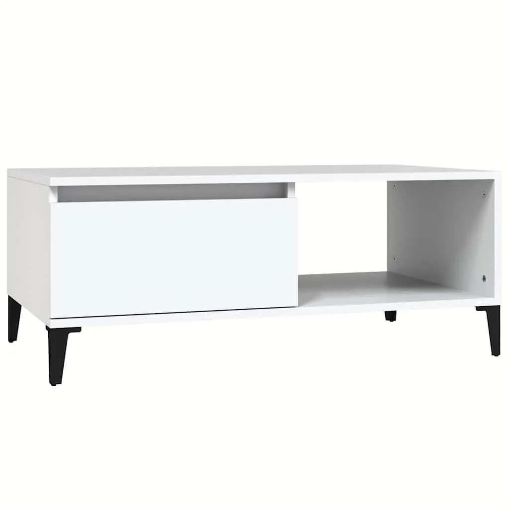 Coffee Table White Storage Drawer Open Compartment Side Table Living Room