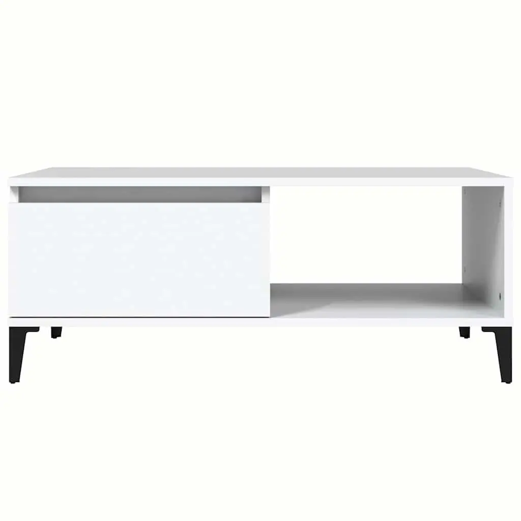 Coffee Table White Storage Drawer Open Compartment Side Table Living Room