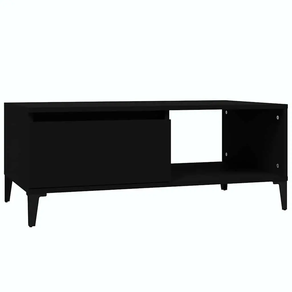 Coffee Table Black with 1 Drawer and Open Compartment