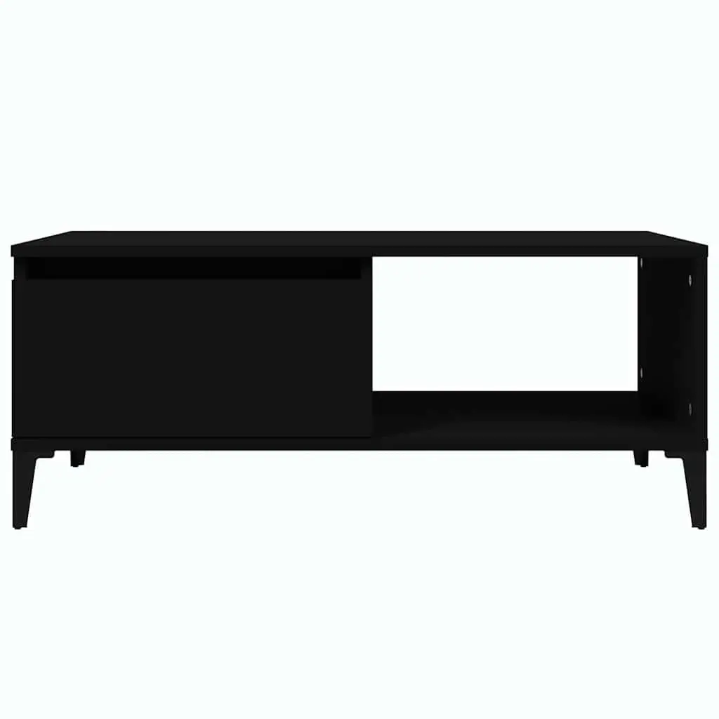 Coffee Table Black with 1 Drawer and Open Compartment