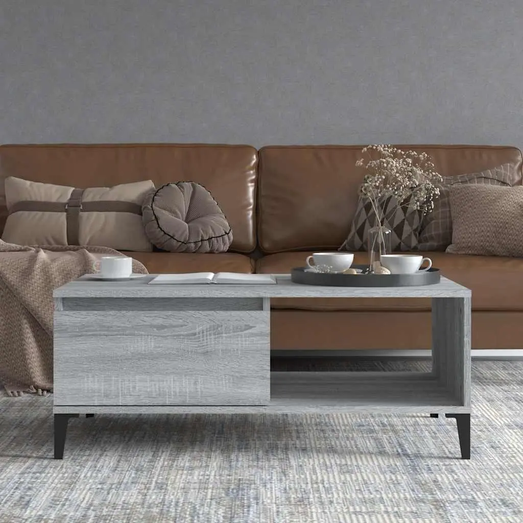 Coffee Table Grey Sonoma Storage Drawer Open Compartment Side Table Furniture