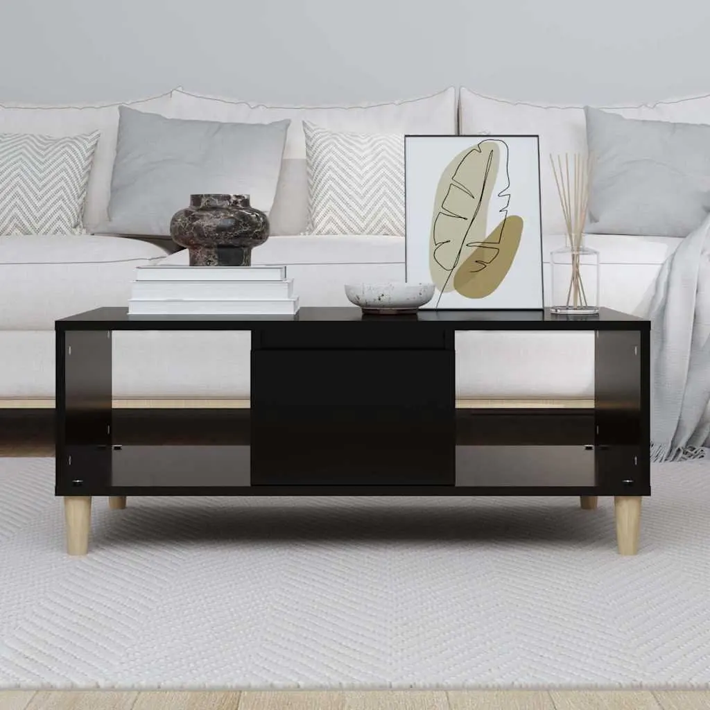Coffee Table Black 90x50x36.5 cm for Living Room with Storage Compartments Drawer