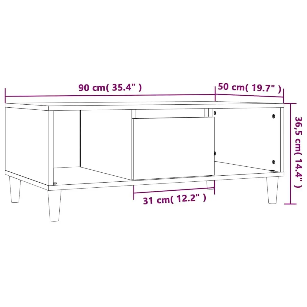 Coffee Table Black 90x50x36.5 cm for Living Room with Storage Compartments Drawer