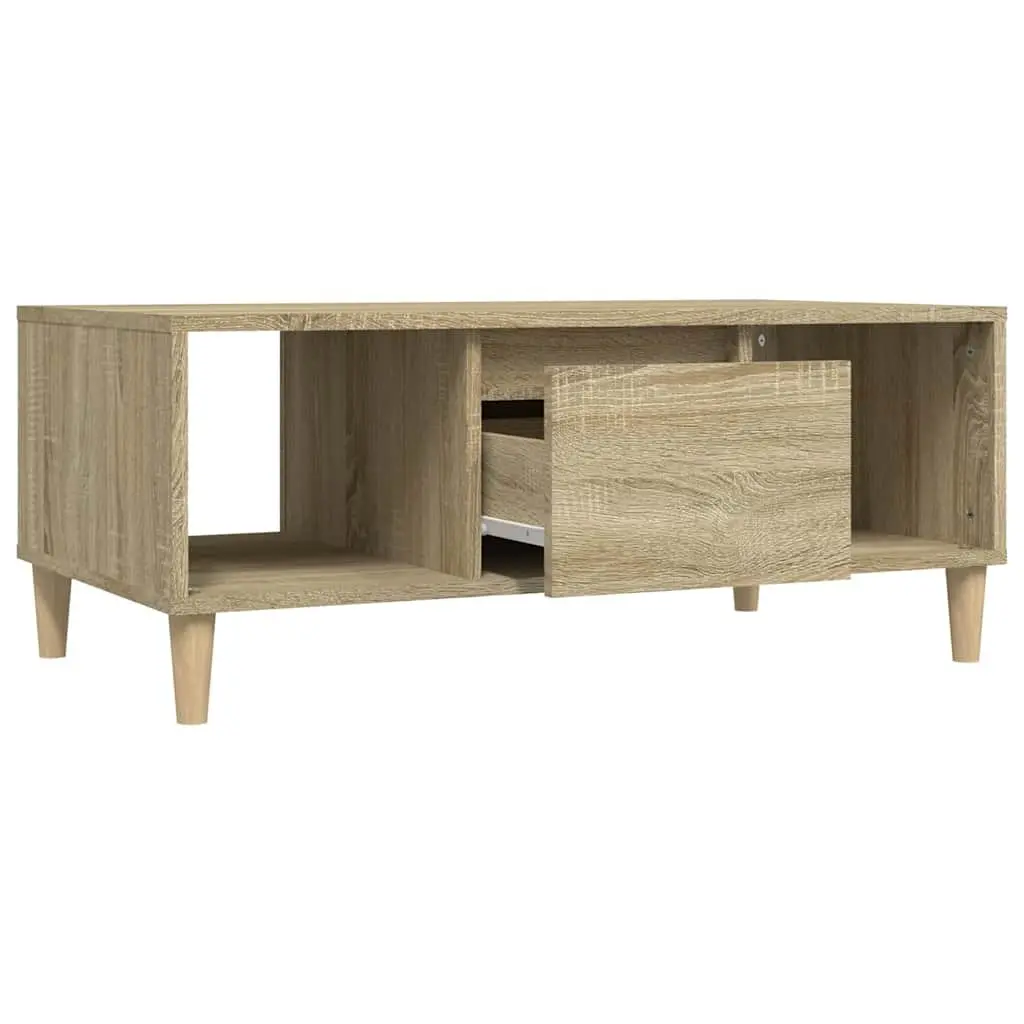 Coffee Table Brown Sonoma Oak 90x50x36.5 cm Open Compartments Drawer Storage