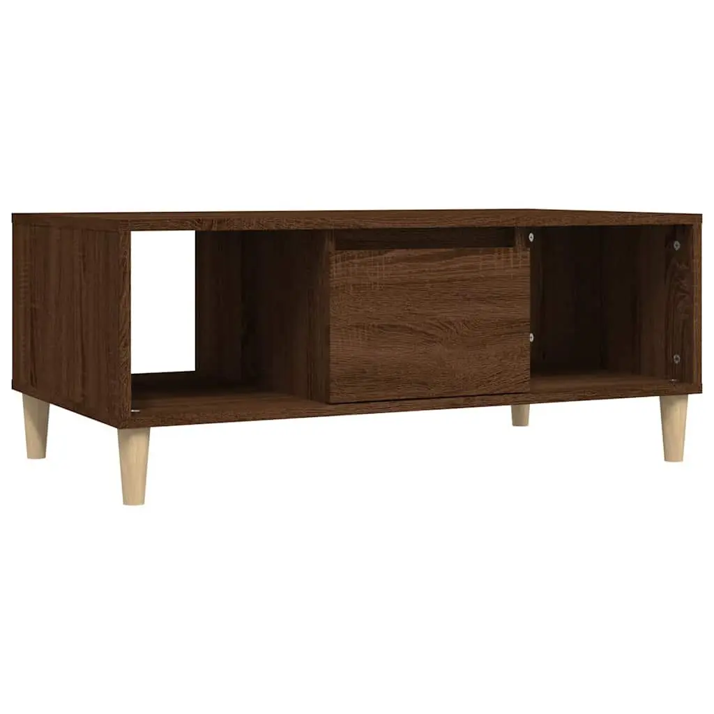 Coffee Table Living Room Brown Oak 90x50x36.5cm Open Compartments Drawer Storage