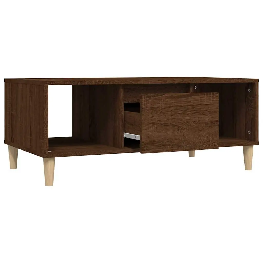 Coffee Table Living Room Brown Oak 90x50x36.5cm Open Compartments Drawer Storage