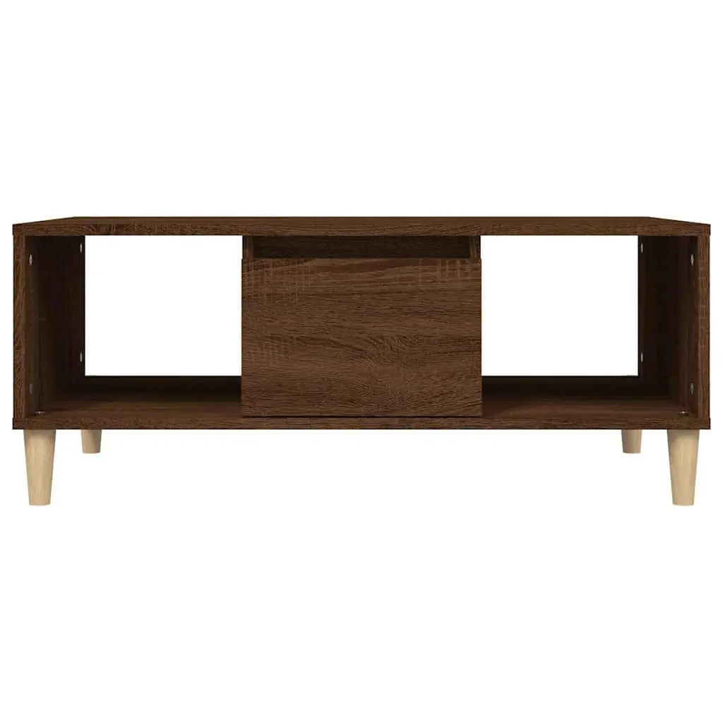 Coffee Table Living Room Brown Oak 90x50x36.5cm Open Compartments Drawer Storage