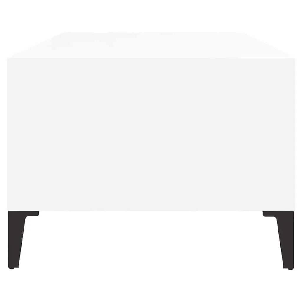 Coffee Table Living Room High Gloss White 90 x 50 x 36.5 cm with Storage Drawer and Open Compartments