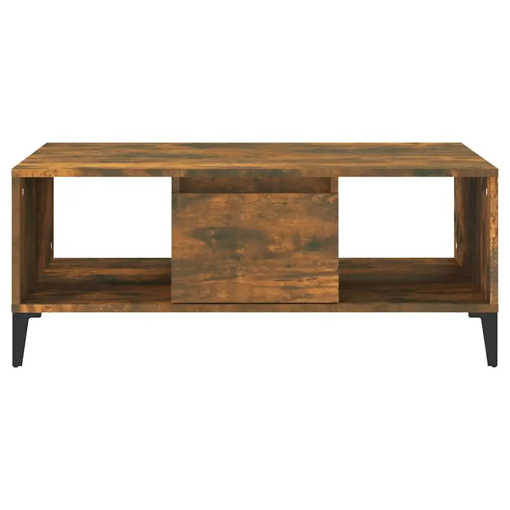 Coffee Table with Storage Drawer Open Compartments Brown Engineered Wood