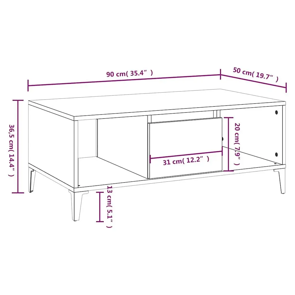 Coffee Table with Storage Drawer Open Compartments Brown Engineered Wood