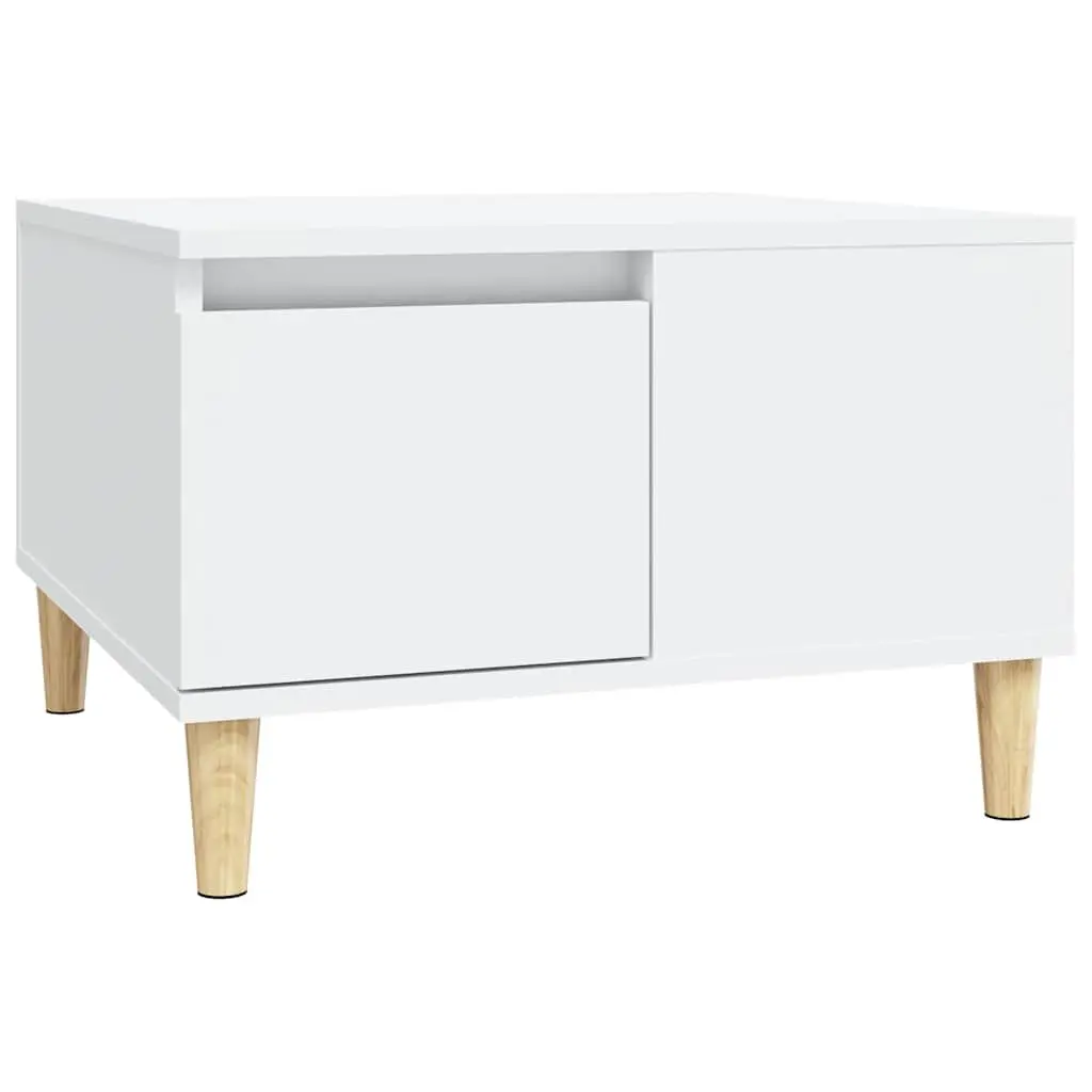 Coffee Table White Modern Living Room Accent Table with Drawer Storage