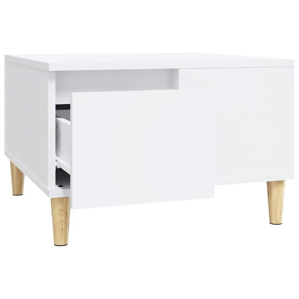 Coffee Table White Modern Living Room Accent Table with Drawer Storage
