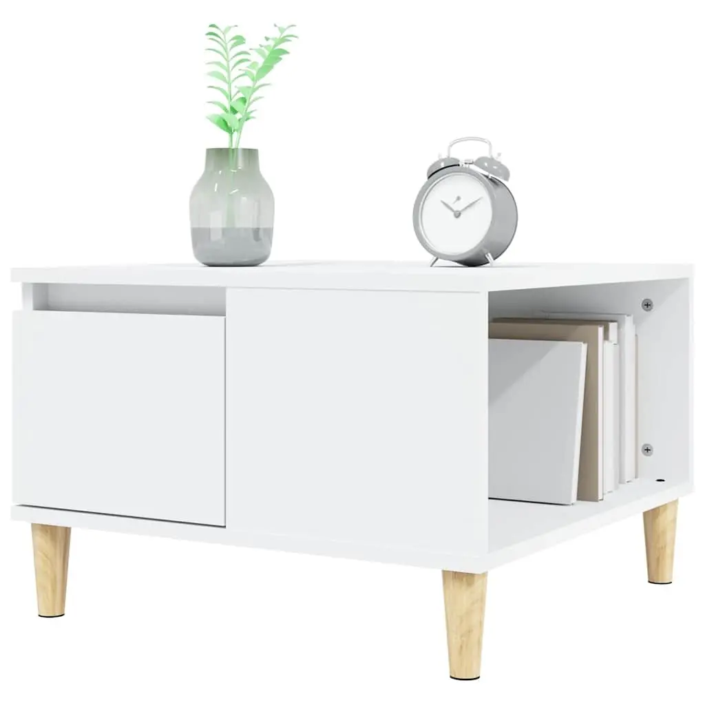 Coffee Table White Modern Living Room Accent Table with Drawer Storage
