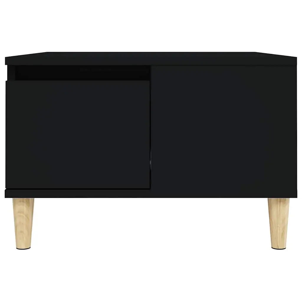 Coffee Table Black 55x55x36.5cm Open Compartment Drawer Storage Living Room