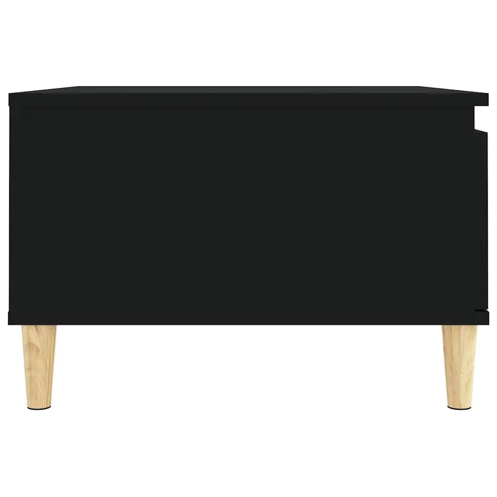 Coffee Table Black 55x55x36.5cm Open Compartment Drawer Storage Living Room