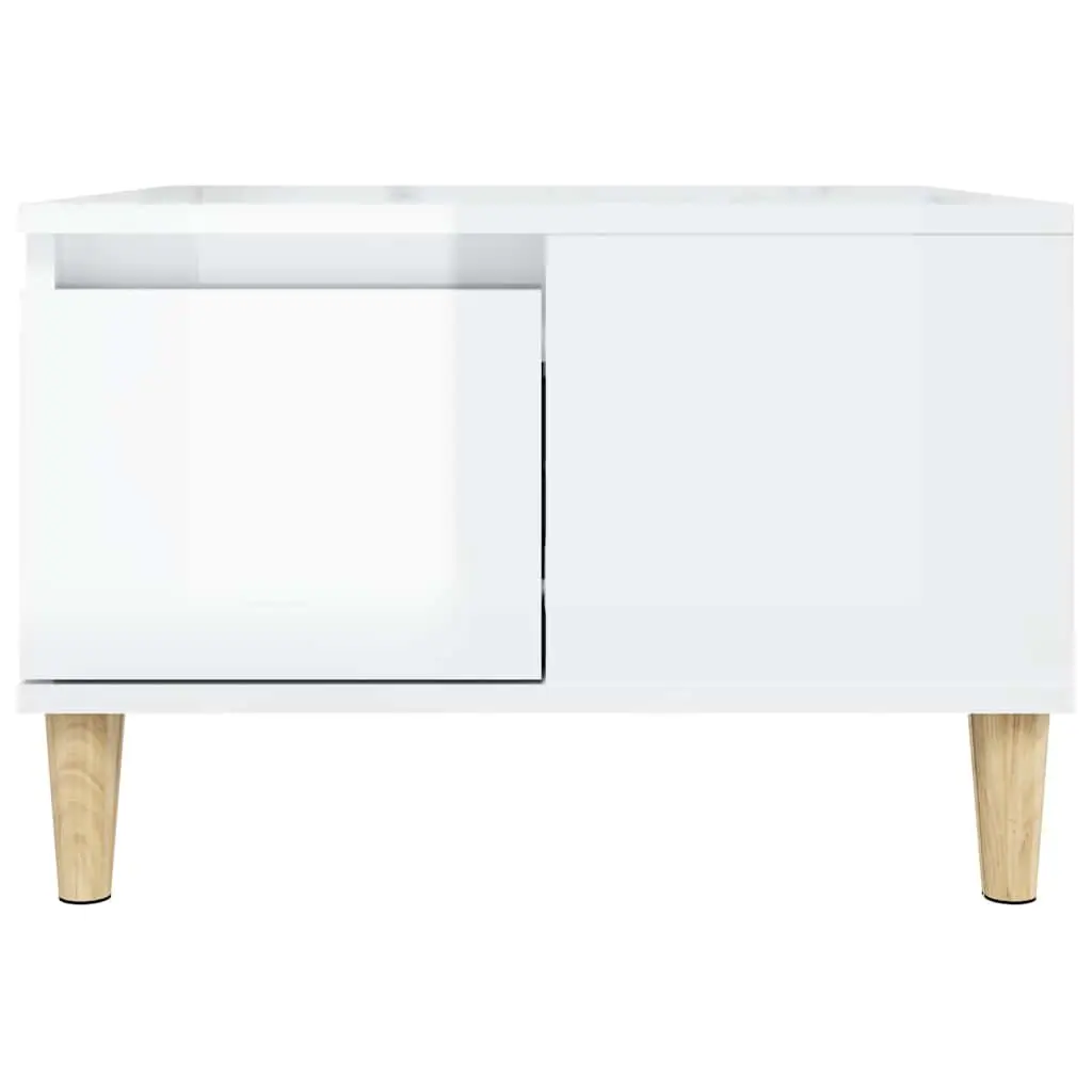 Coffee Table High Gloss White Modern Living Room Accent Table with Storage
