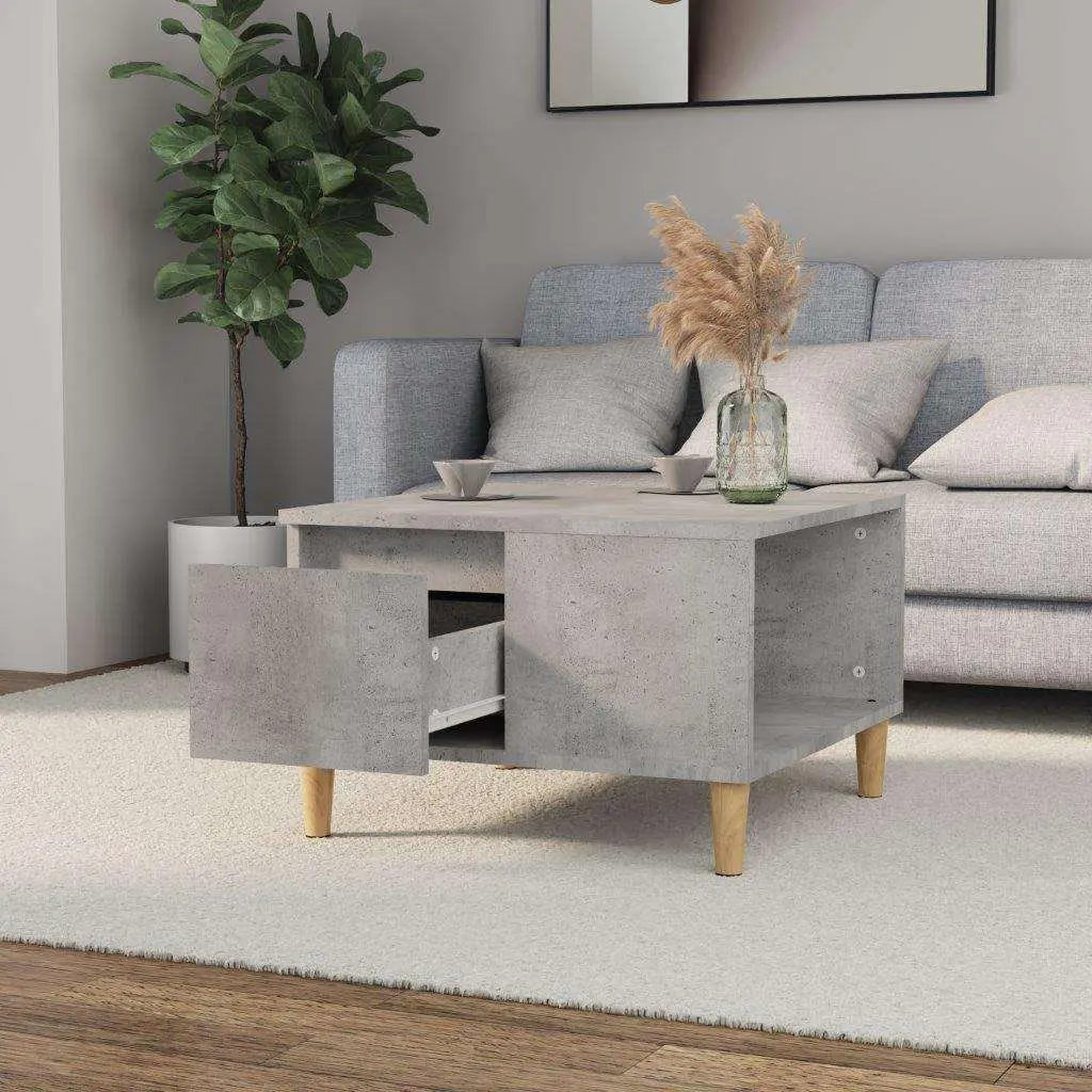 Coffee Table Grey 55x55x36.5cm with Storage Drawer Open Compartment Living Room