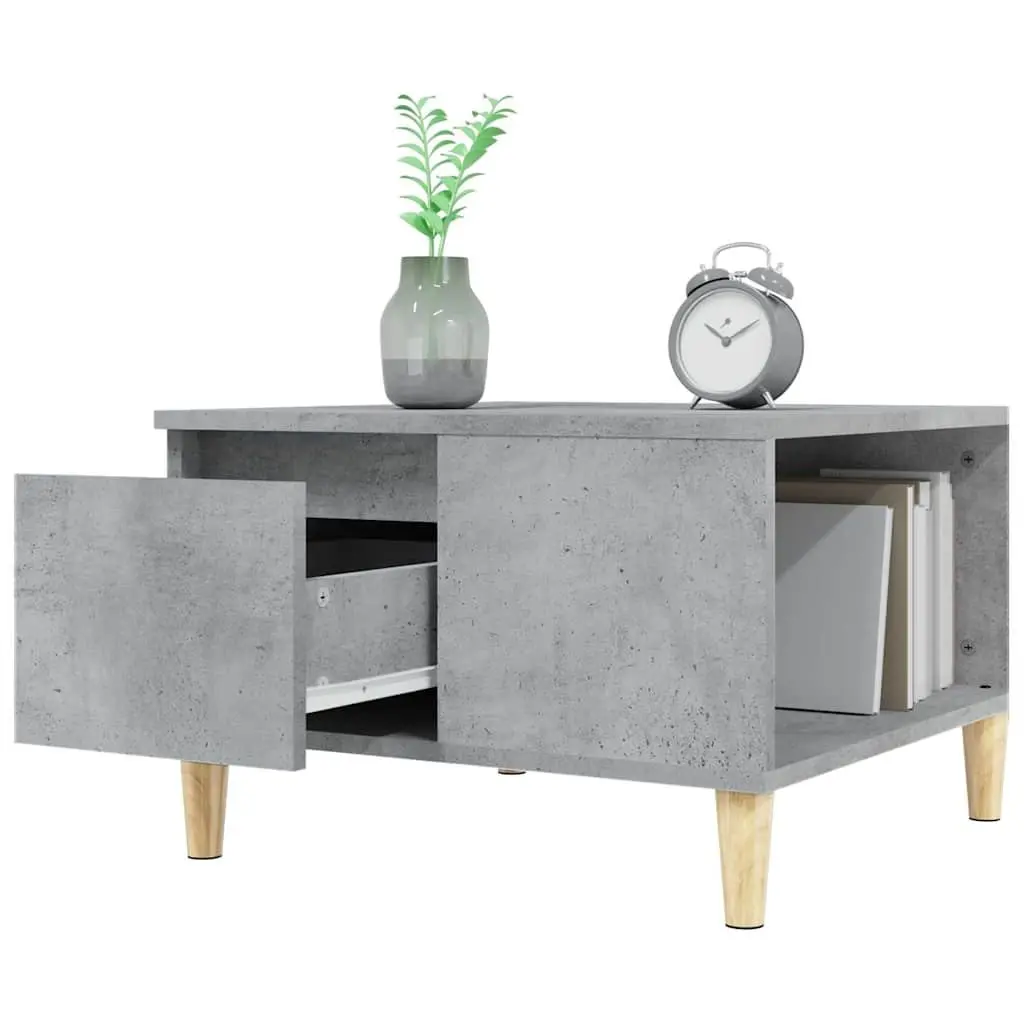 Coffee Table Grey 55x55x36.5cm with Storage Drawer Open Compartment Living Room