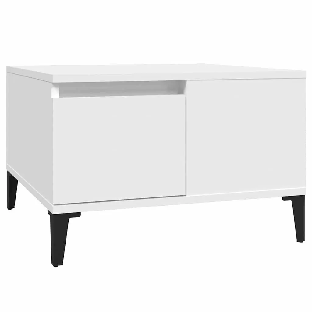 Coffee Table White 55x55x36.5 cm with Storage Drawer Open Compartment Living