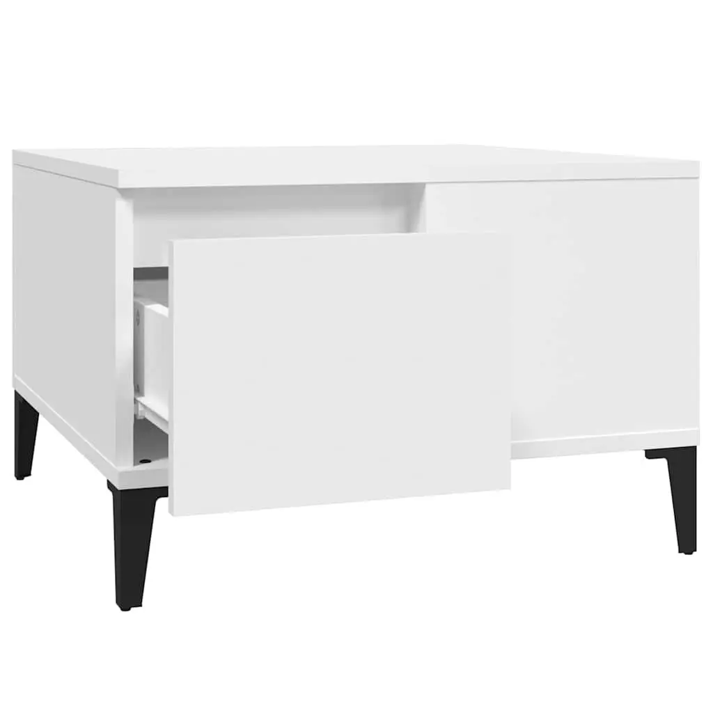 Coffee Table White 55x55x36.5 cm with Storage Drawer Open Compartment Living
