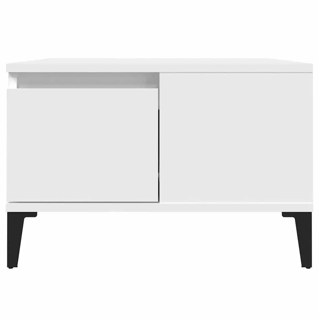 Coffee Table White 55x55x36.5 cm with Storage Drawer Open Compartment Living