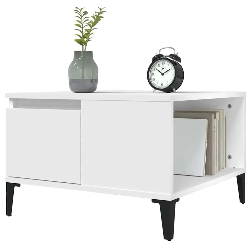 Coffee Table White 55x55x36.5 cm with Storage Drawer Open Compartment Living