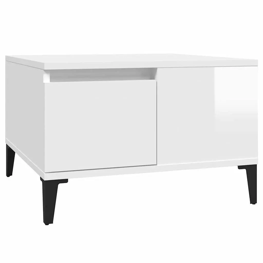 Coffee Table High Gloss White Storage Compartment Drawer Modern Living Room