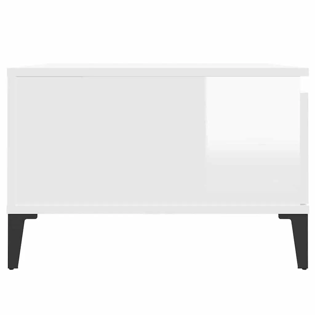 Coffee Table High Gloss White Storage Compartment Drawer Modern Living Room