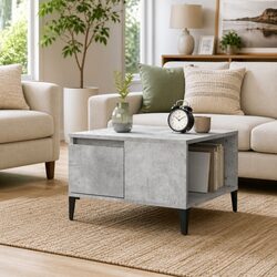 Grey Coffee Table Dimensions 55x55x36.5cm with Drawer Storage