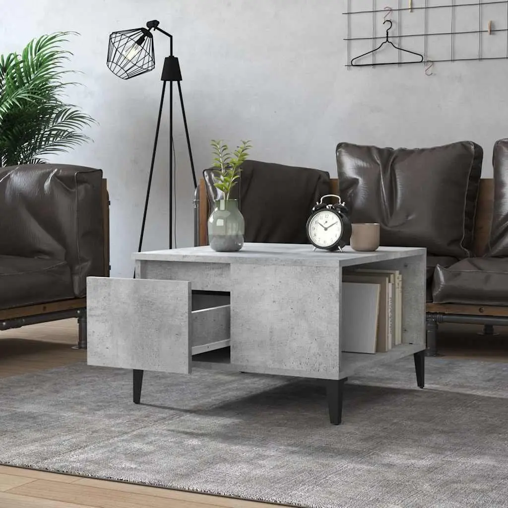 Coffee Table Grey Engineered Wood 55x55x36.5cm Drawer Storage Living Room