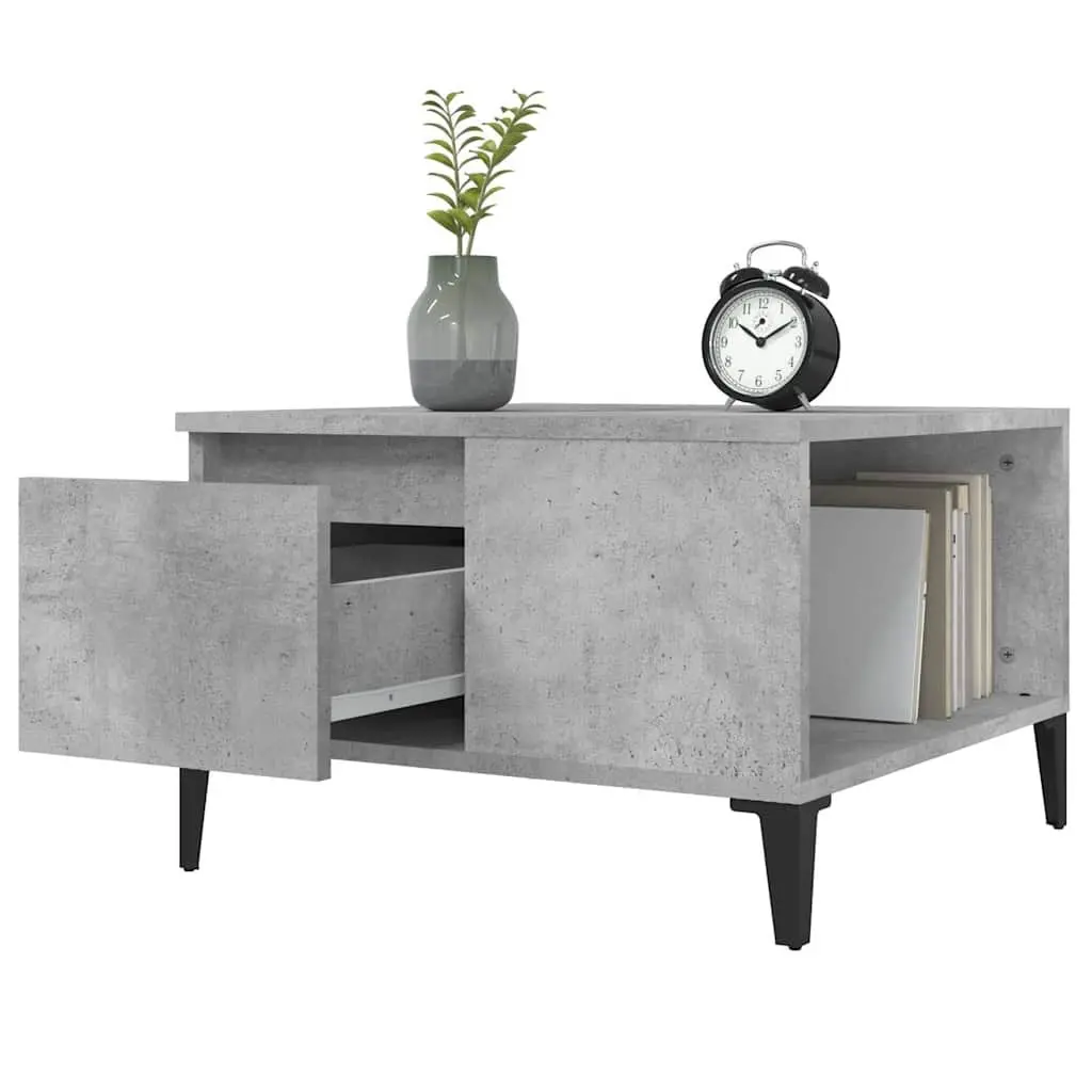 Coffee Table Grey Engineered Wood 55x55x36.5cm Drawer Storage Living Room