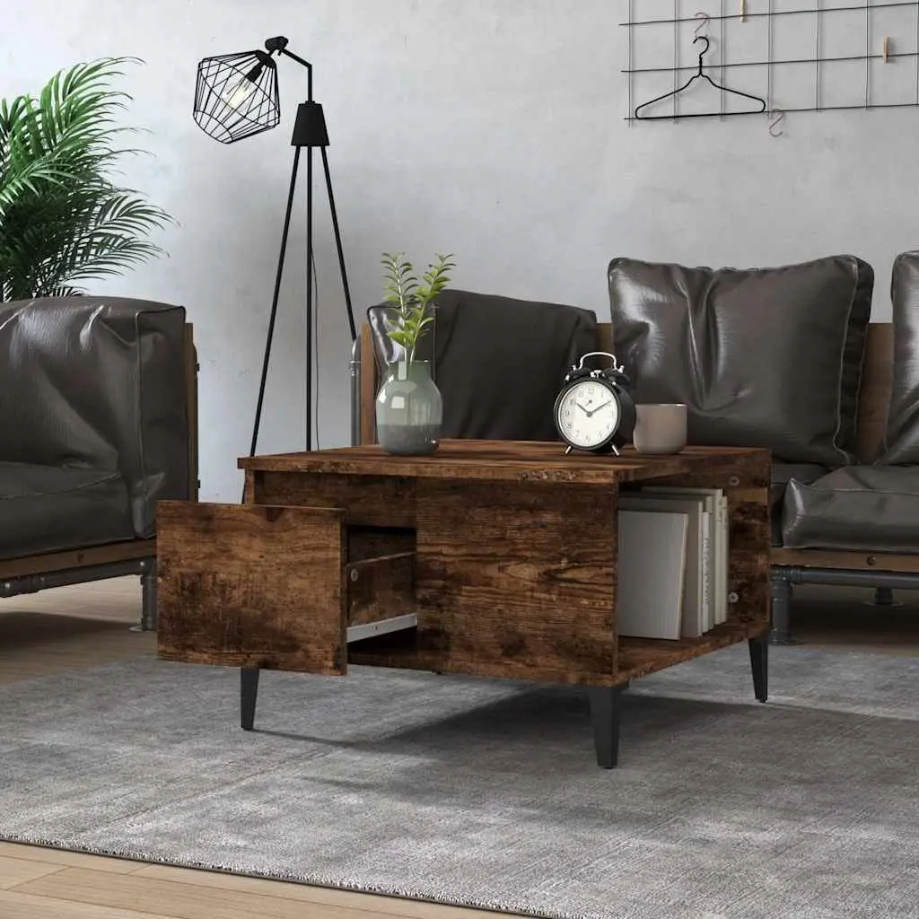 Coffee Table for Living Room with Storage Drawer Open Compartment Brown 55W x 55D x 36.5H cm Engineered Wood