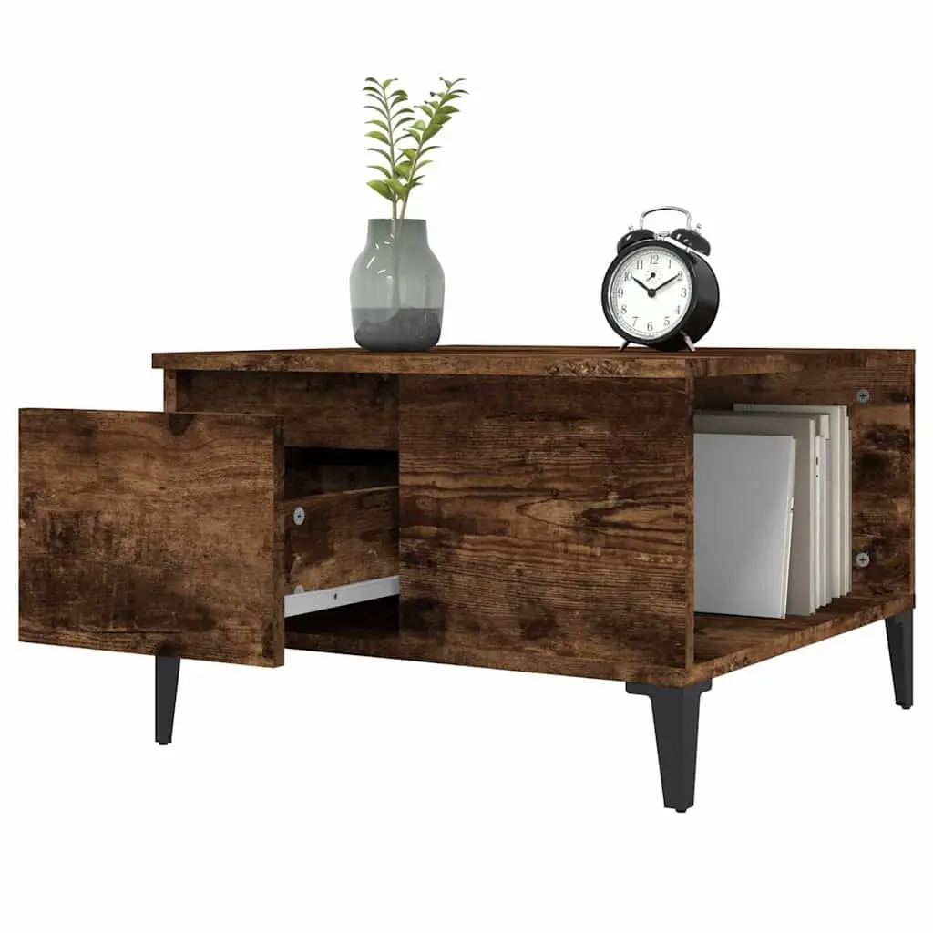 Coffee Table for Living Room with Storage Drawer Open Compartment Brown 55W x 55D x 36.5H cm Engineered Wood