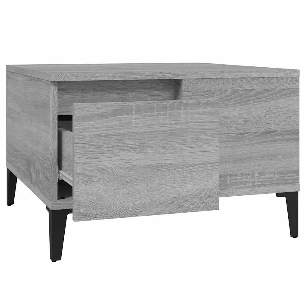 Coffee Table Grey Sonoma with Storage Drawer Open Compartment Living Room