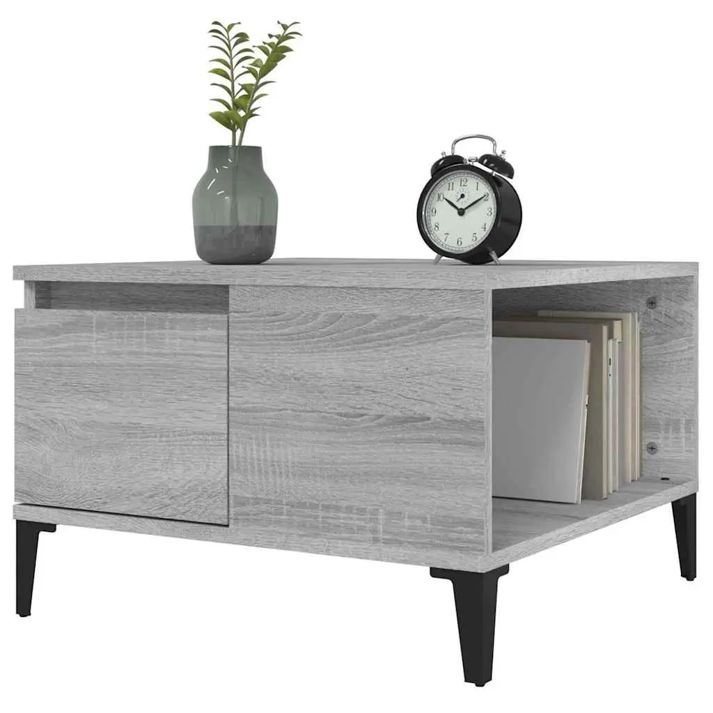Coffee Table Grey Sonoma with Storage Drawer Open Compartment Living Room