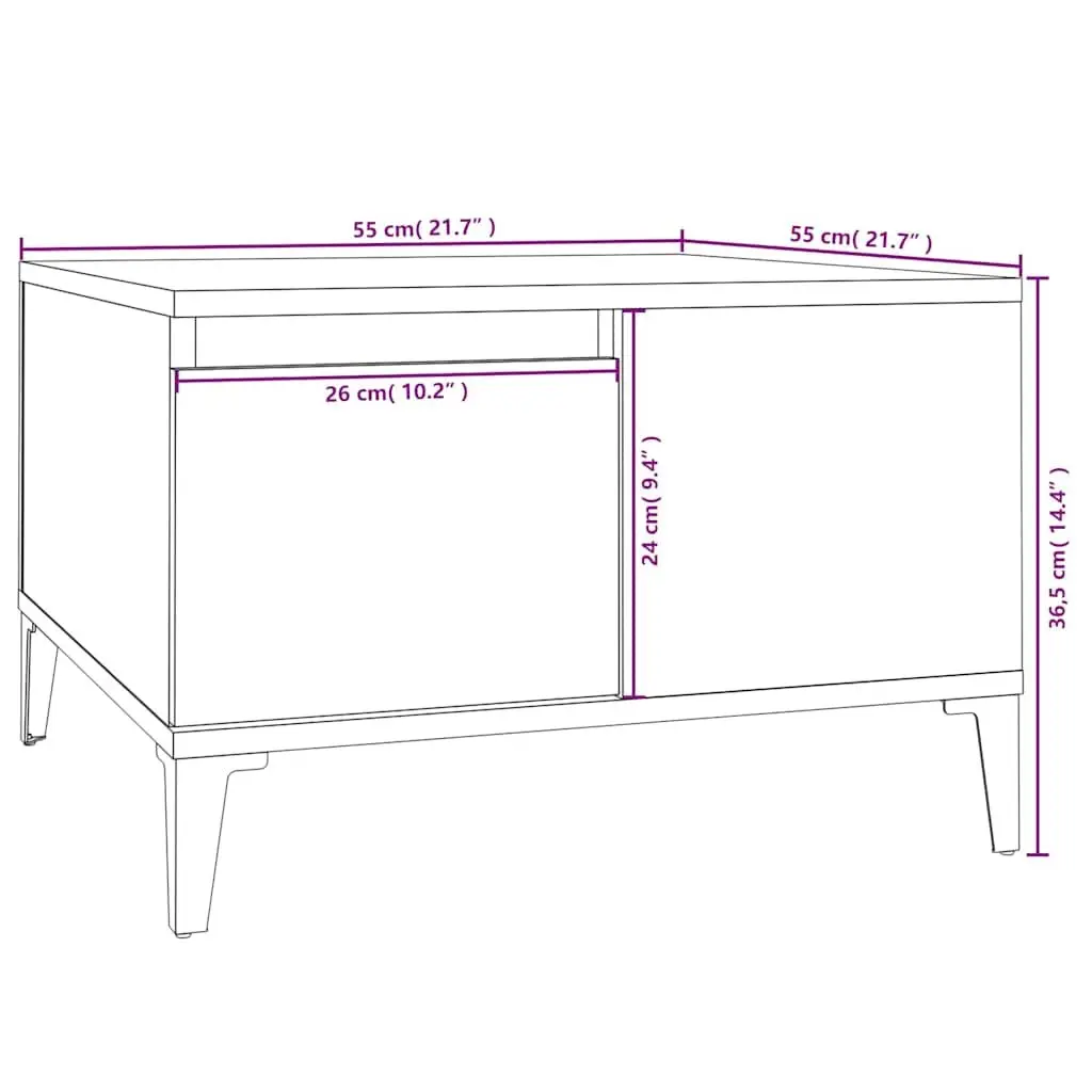 Brown Oak Coffee Table 55x55x36.5 cm