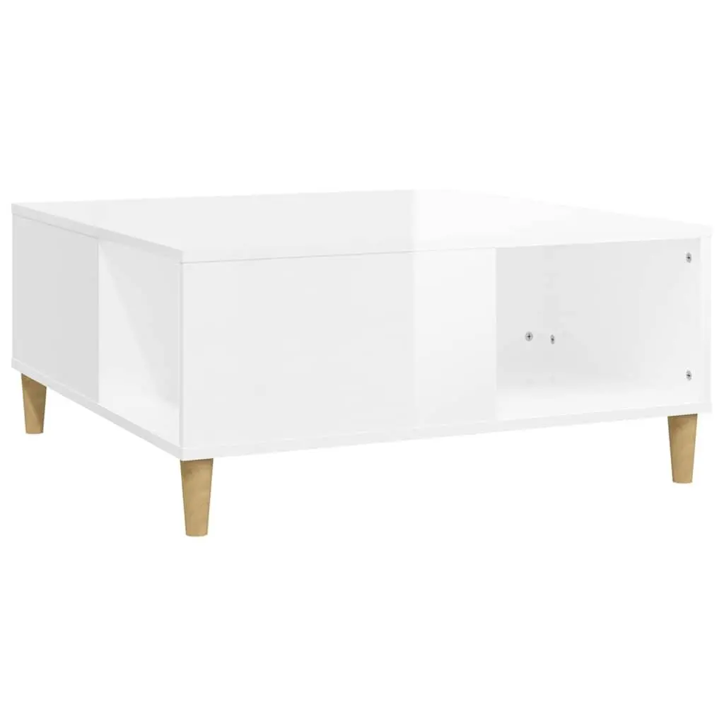 Coffee Table High Gloss White Storage Compartment 80x80x36.5 cm Side Table