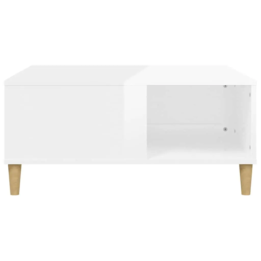 Coffee Table High Gloss White Storage Compartment 80x80x36.5 cm Side Table