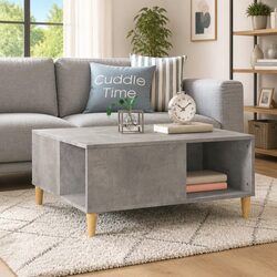 Coffee Table Grey 80 x 80 x 36.5 cm with Storage