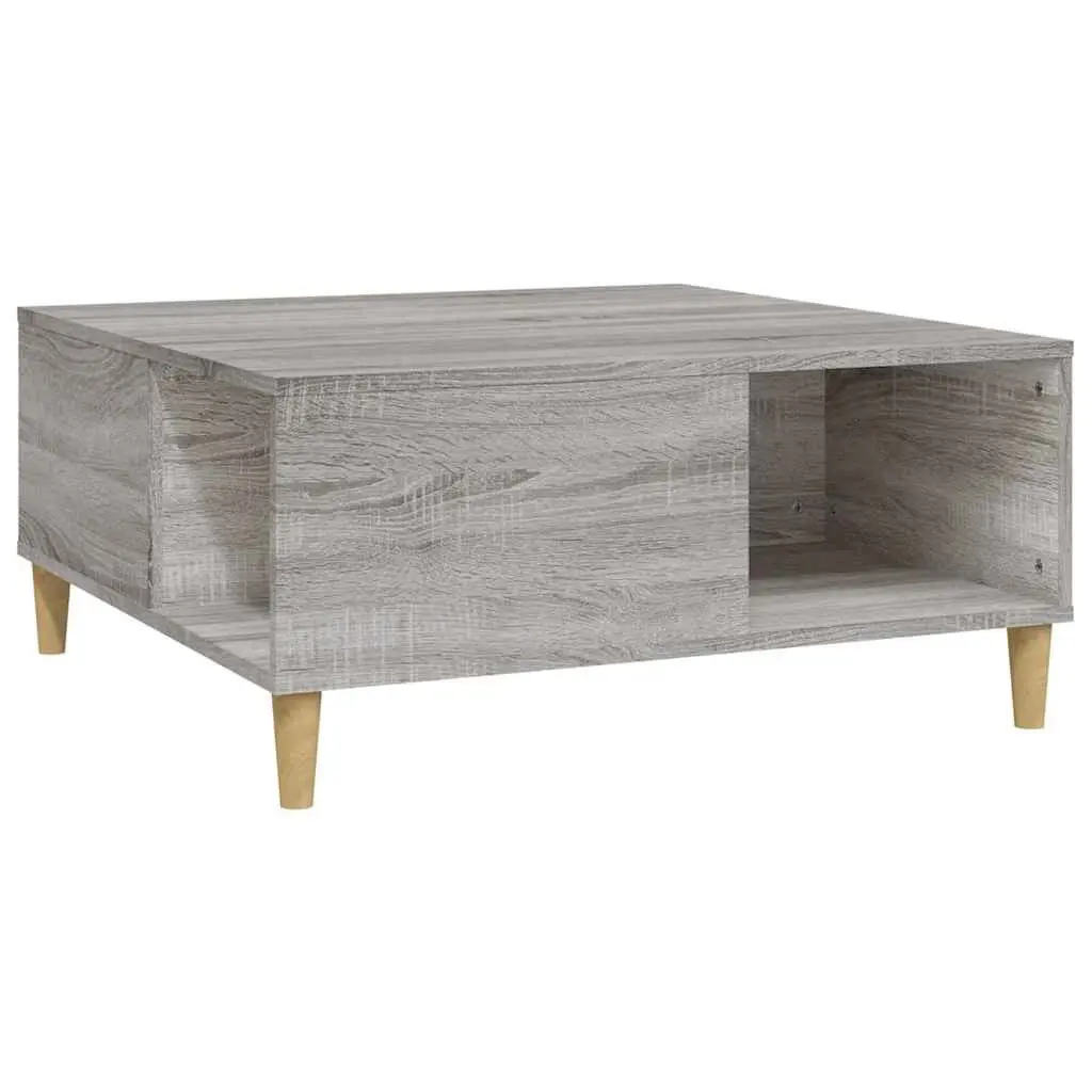 Coffee Table for Living Room Grey Sonoma 80x80x36.5cm with Storage Compartments