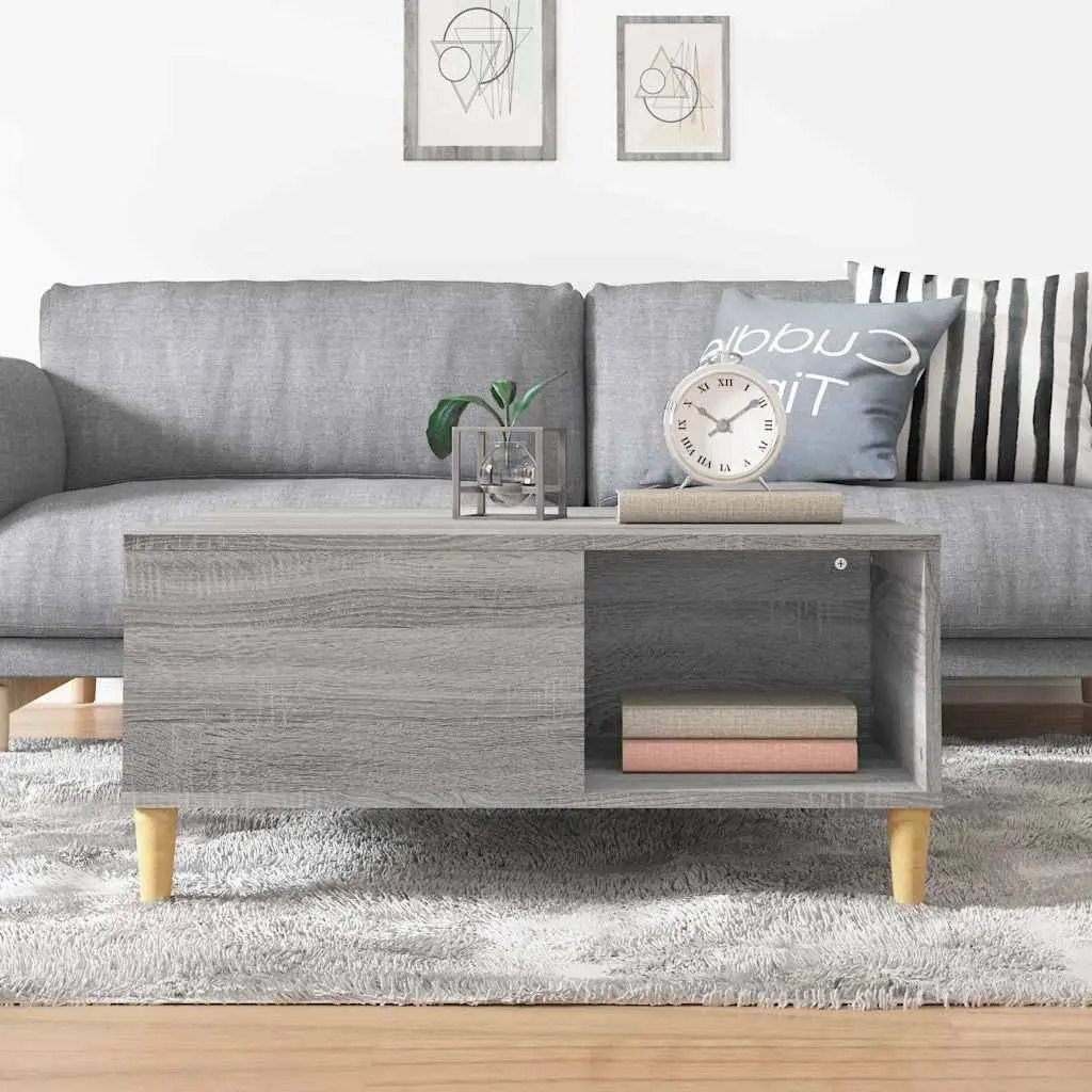Coffee Table for Living Room Grey Sonoma 80x80x36.5cm with Storage Compartments
