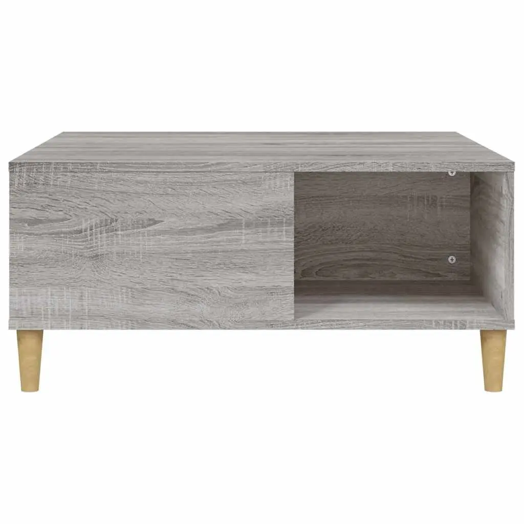 Coffee Table for Living Room Grey Sonoma 80x80x36.5cm with Storage Compartments