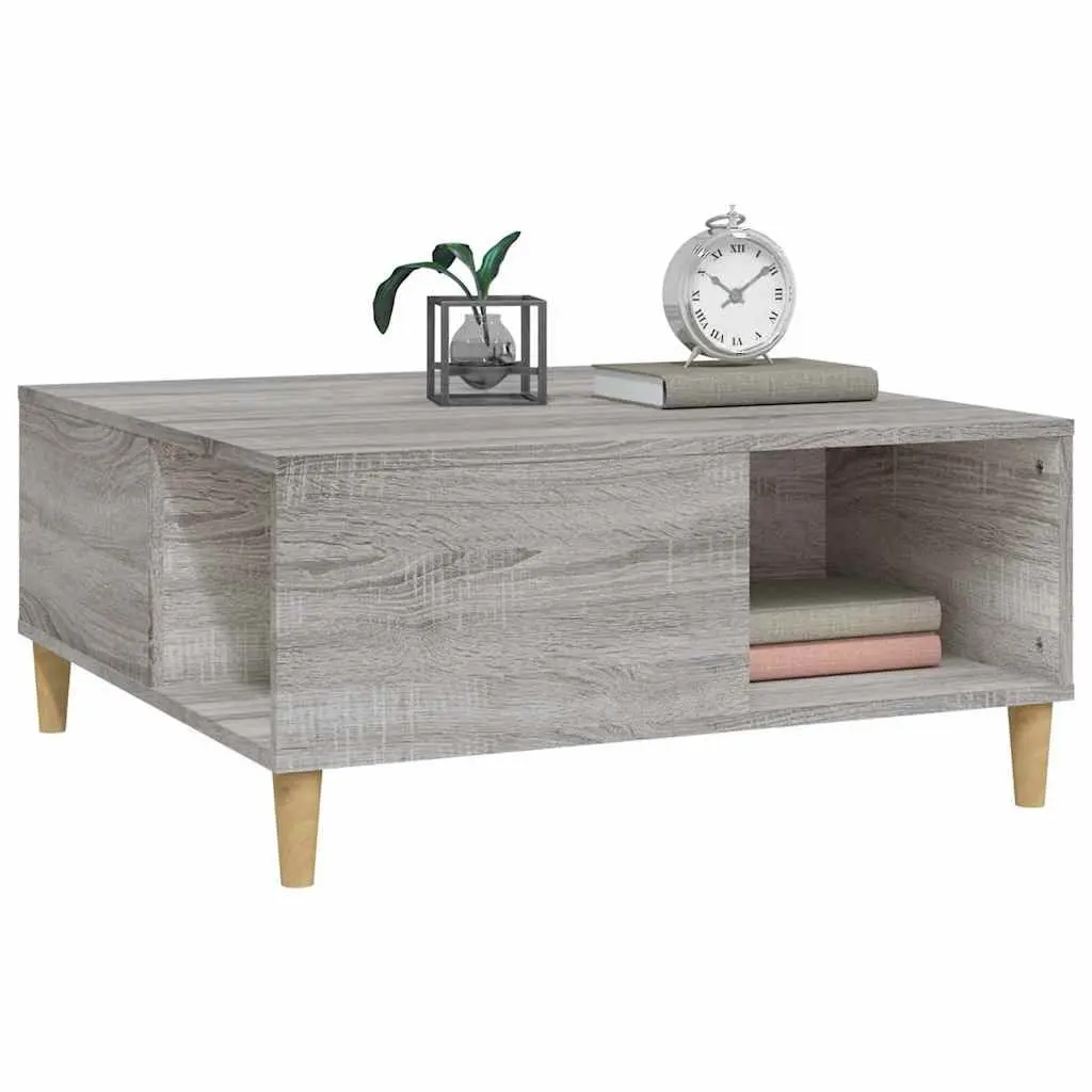 Coffee Table for Living Room Grey Sonoma 80x80x36.5cm with Storage Compartments