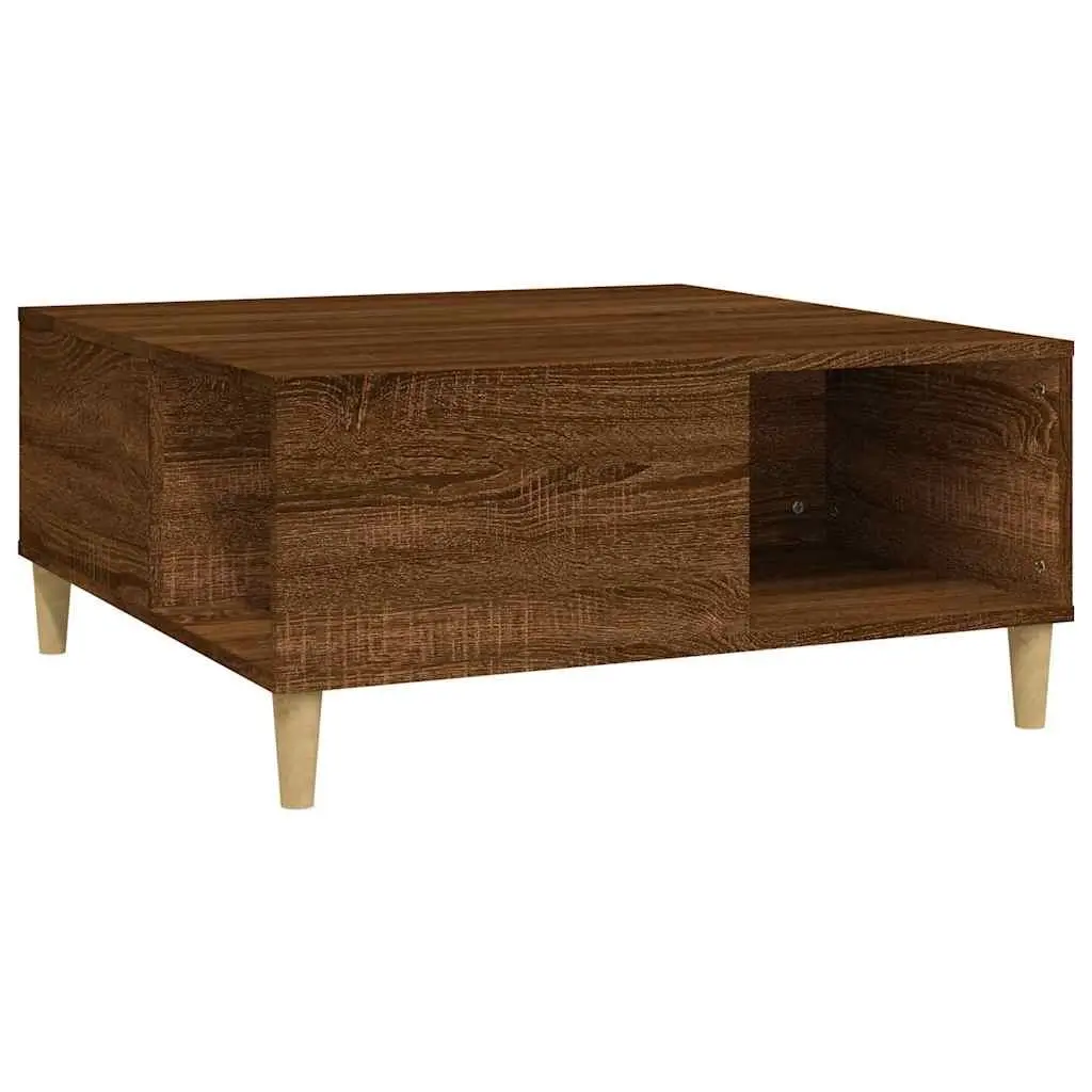 Coffee Table Brown Oak 80x80x36.5cm Engineered Wood Storage Compartments