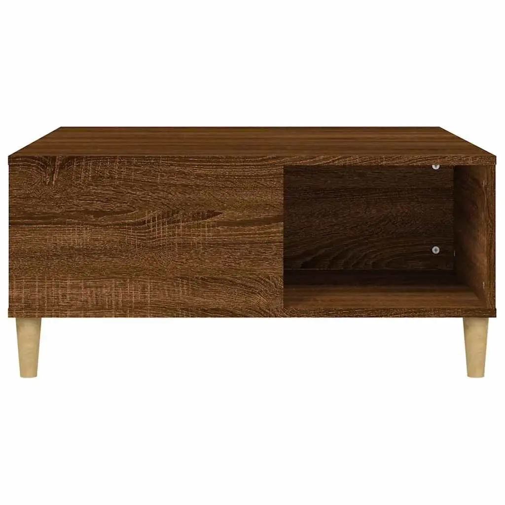 Coffee Table Brown Oak 80x80x36.5cm Engineered Wood Storage Compartments