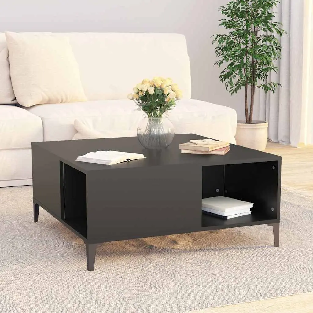 Black Coffee Table with Storage Compartments Modern Living Room Accent Furniture