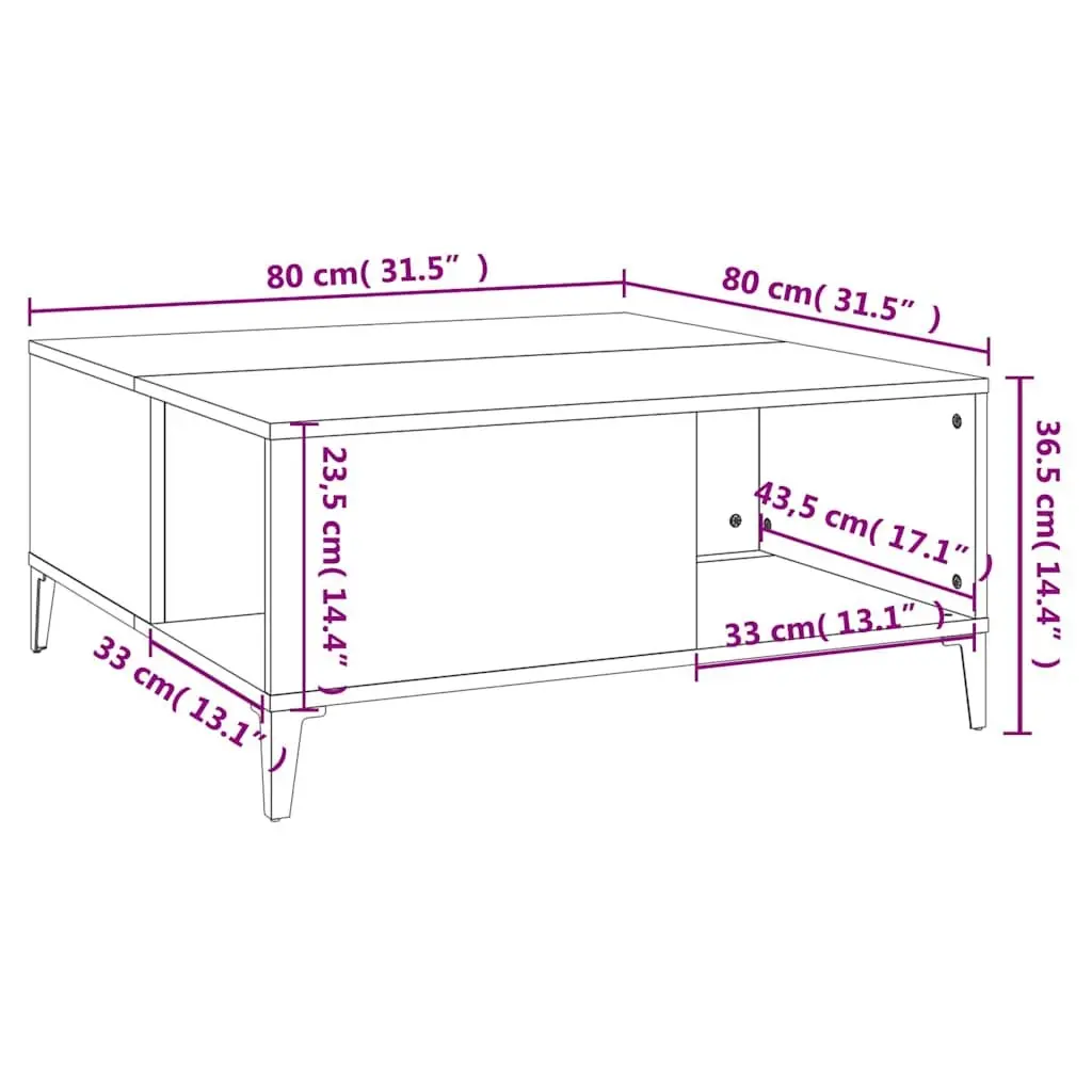 Coffee Table Brown Engineered Wood Storage Compartments Living Room Furniture
