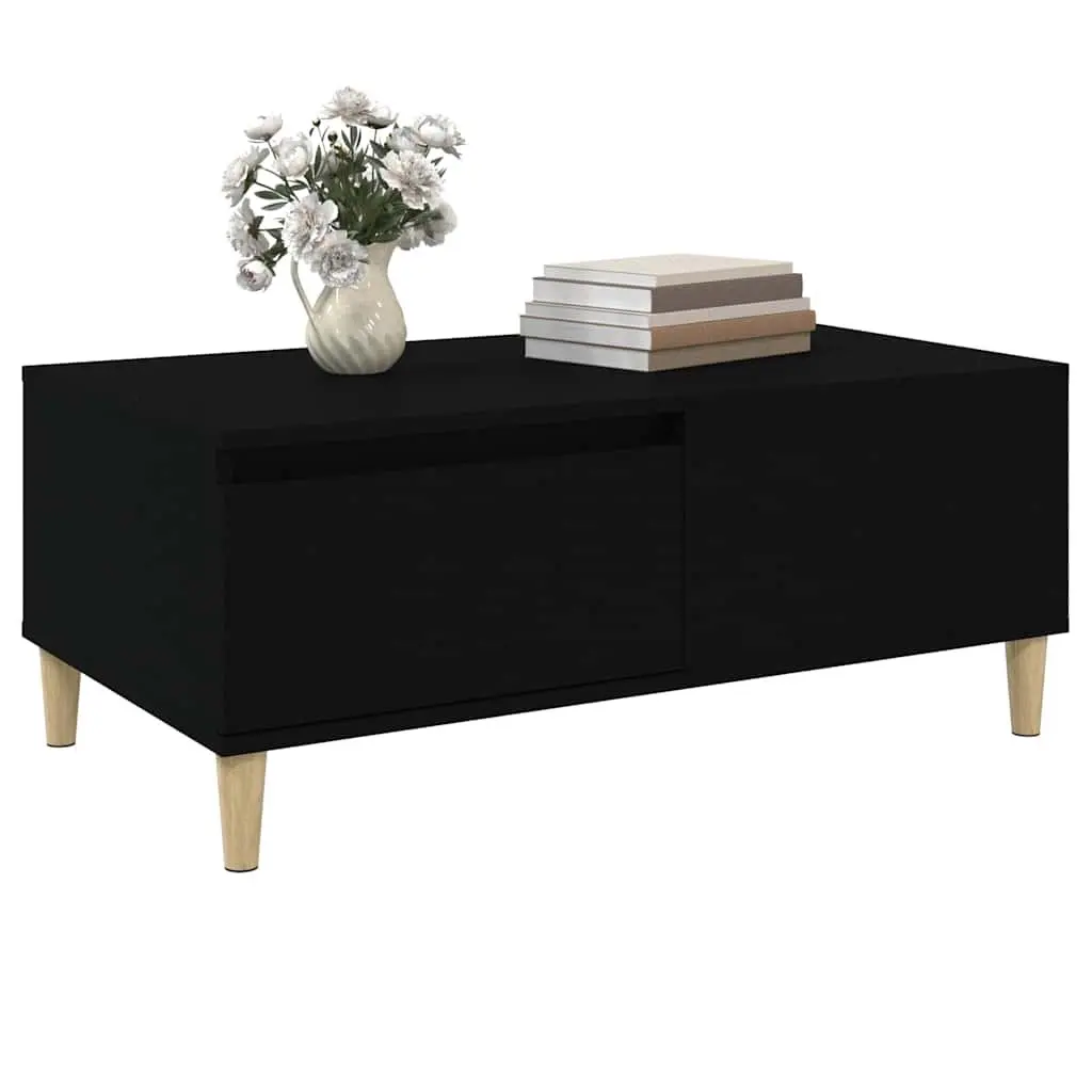 Coffee Table Black 90x50x36.5 cm with Drawer Storage Living Room Furniture