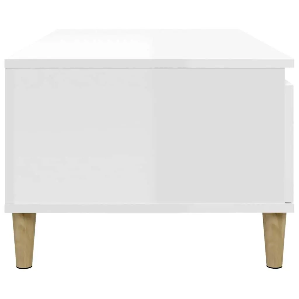 Coffee Table Living Room 90L x 50W x 36.5H cm High Gloss White with Drawer