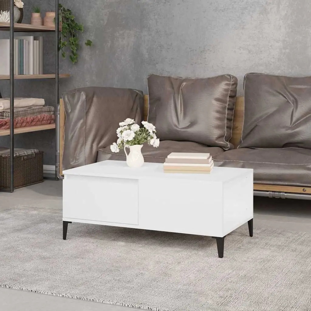 Coffee Table White Storage Drawer Modern Living Room Accent Furniture 90x50cm